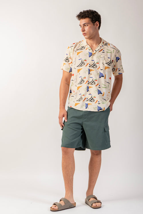 Bermuda cargo à jambes larges Palid Green