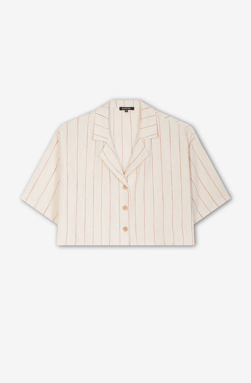 Camisa Baracoa Stripes Ivory/ Burgundy