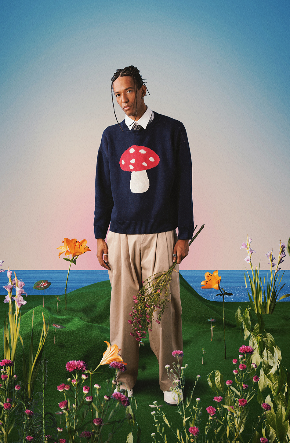 Mushroom Navy Sweater