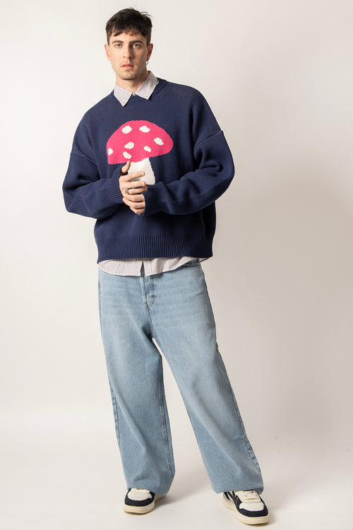 Mushroom Navy Sweater