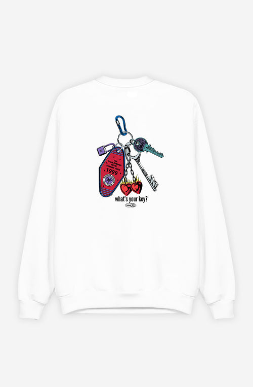 Organic Cotton What's Your Key White Sweatshirt