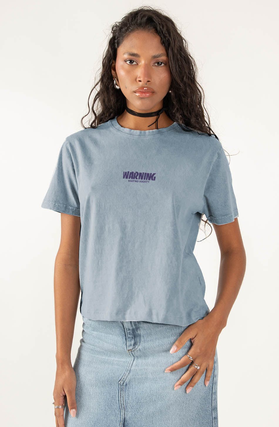 Camiseta Washed Warning Steel