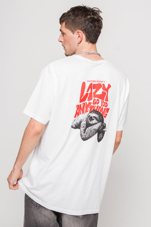 T-Shirt Lazy in verwaschenem Weiß