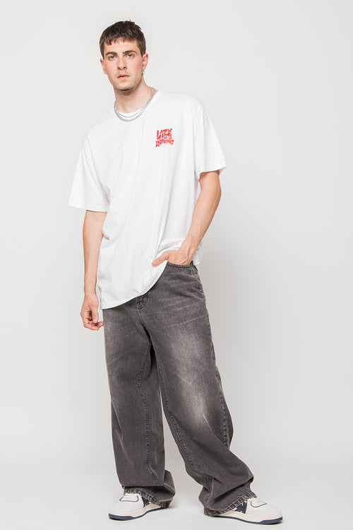 T-Shirt Lazy in verwaschenem Weiß