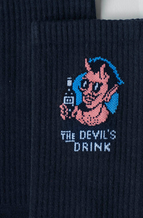 Devil Drinks Navy Socks