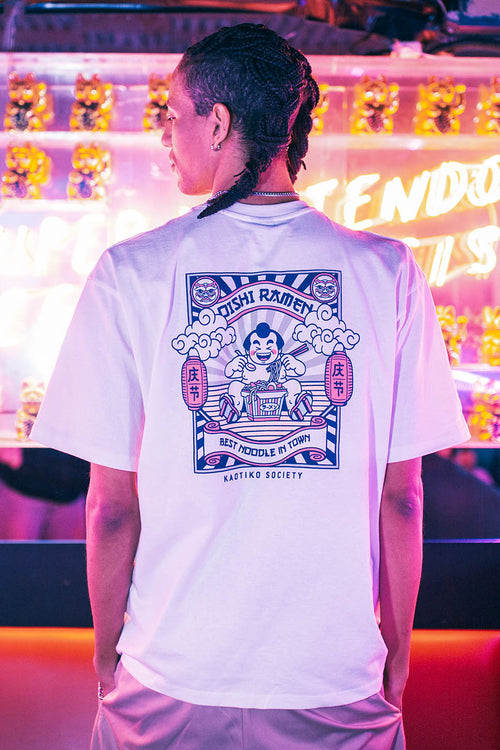 Weißes Oishi Ramen-T-Shirt aus Bio-Baumwolle
