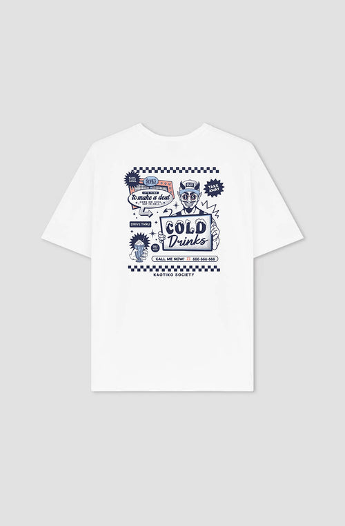 T-shirt Cold Drinks en coton biologique blanc