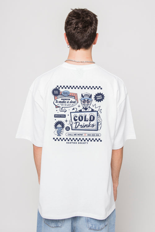 T-shirt Cold Drinks en coton biologique blanc