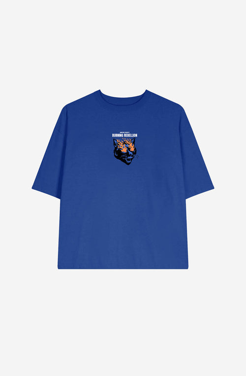 Cropped Burning Rebellion Navy T-shirt