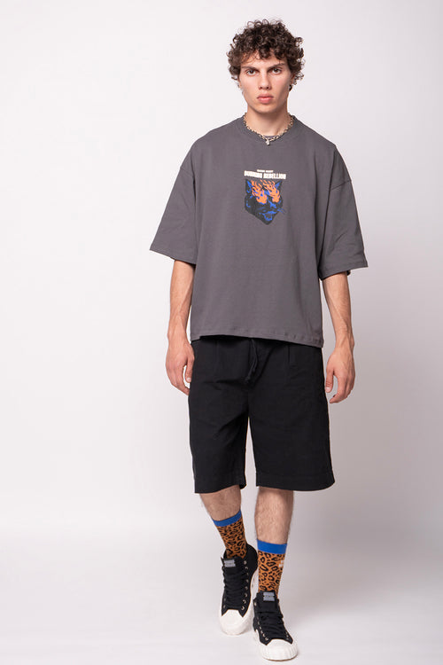 Cropped Burning Rebellion Gray T-shirt