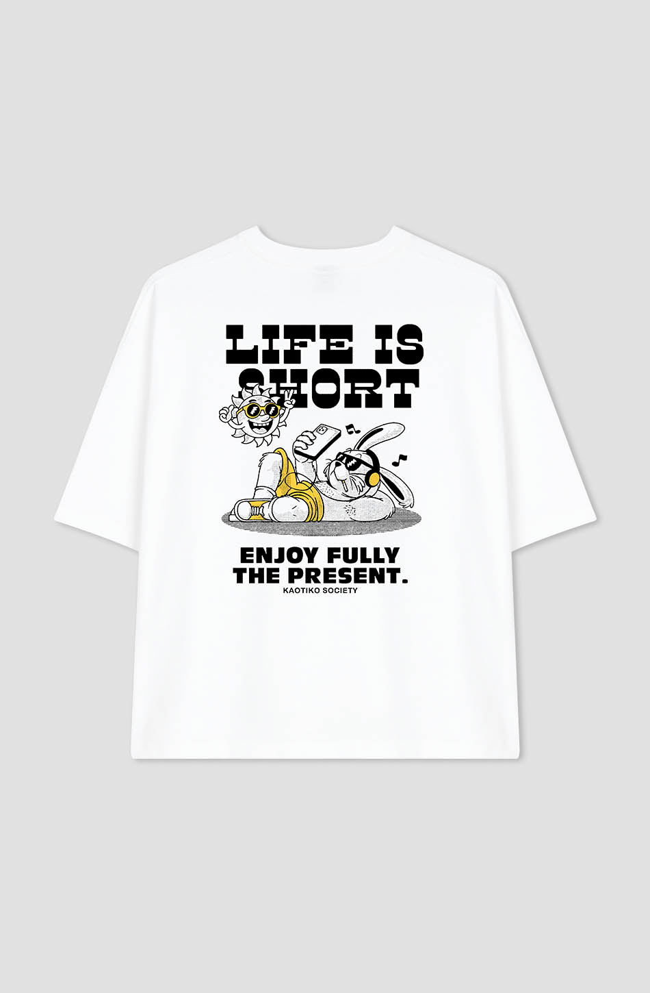 Life Is Short Organic Cotton T-shirt White / Yellow