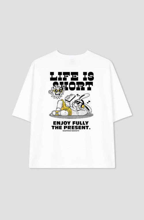 Life Is Short Organic Cotton T-shirt White / Yellow