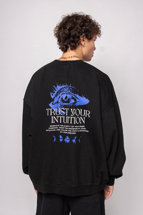 Washed Eye Trust Your Intuition Black Sweatshirt