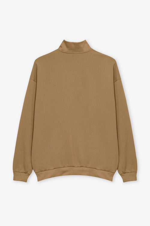 Kaotiko Society Sand-Sweatshirt mit halbem Reißverschluss