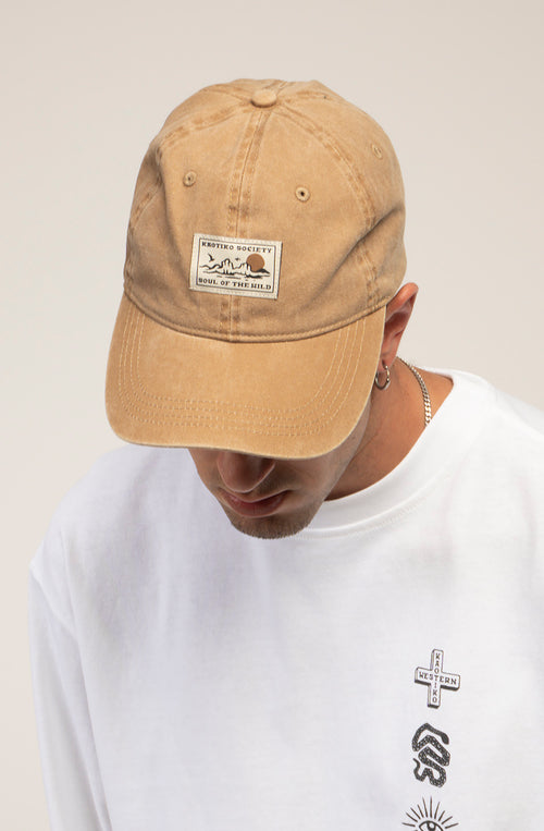 Organic Western Washed Dark Camel Cap