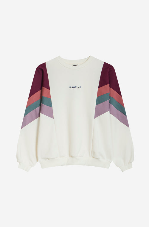 Sweatshirt in Ingwer-Elfenbein/Weinrot/Burgunderrot