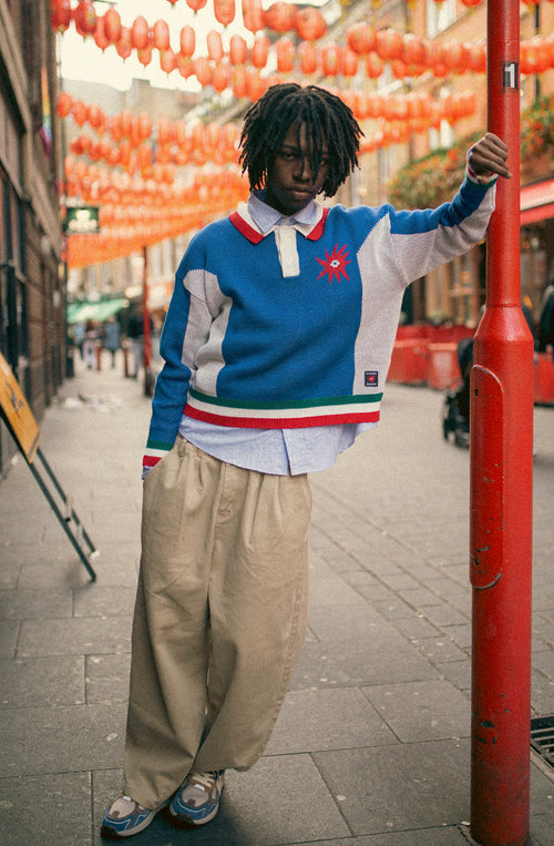 Tricky Love Royal Oversize Polo Sweater