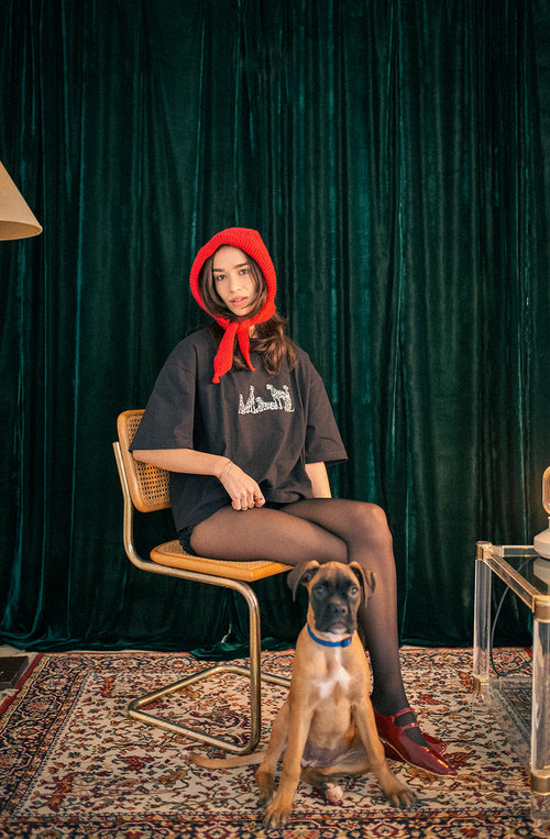 T-shirt court Dalmatas noir