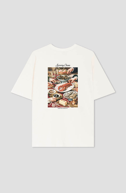 Luxus-T-Shirt aus Bio-Baumwolle „Chaos“ in Elfenbein