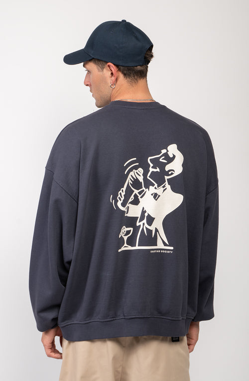 Washed Cocktail Man Navy Sweatshirt