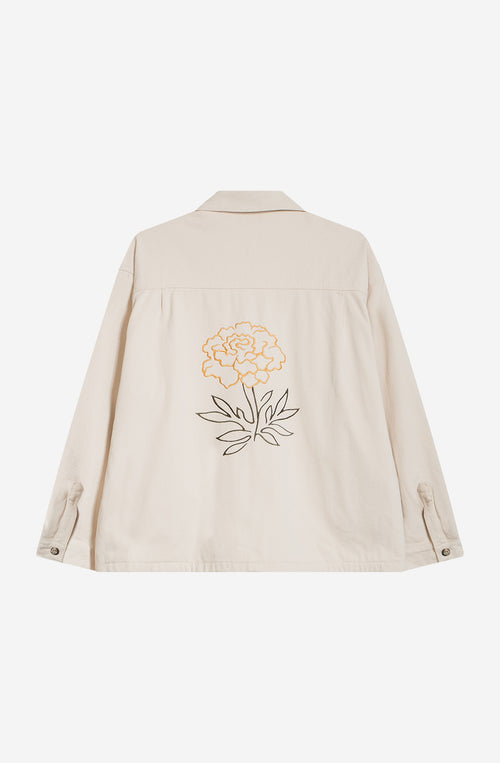 Chaqueta Pockets Embroidery Camelia Ivory