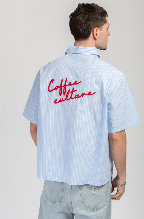 Coffee Culture Blue/White Stripes Shirt