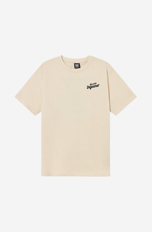 Camiseta Mont Petit Dejeuner Organic Ivory unisex de algodón orgánico Kaotiko BCN