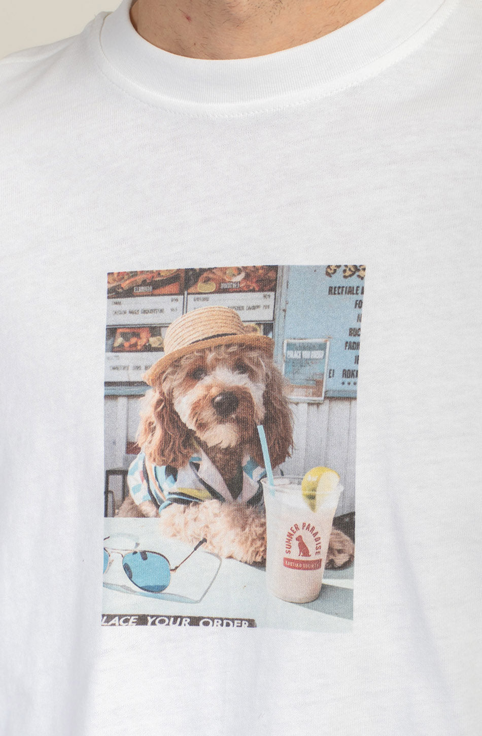 Cropped Paws & Relax Organic Cotton White T-shirt