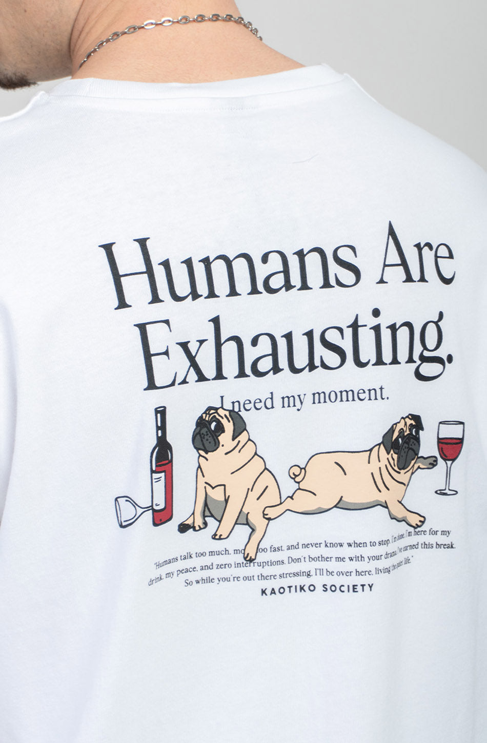Menschen sind anstrengend – Weißes Bio-Baumwoll-T-Shirt
