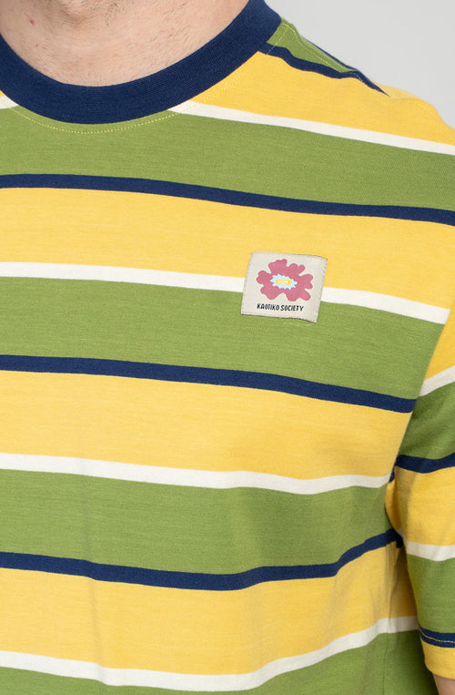 Gestreiftes Insel-T-Shirt in Gelb/Grün