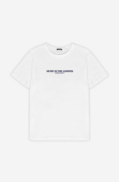 T-shirt Juke Joint Organic White unisexe en coton biologique avec illustration de magasin de disques vintage