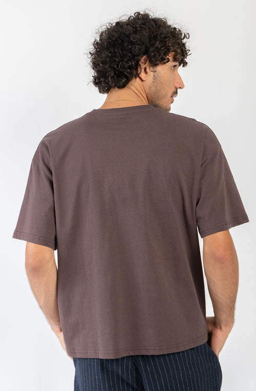 Camiseta Cropped Bouquet Organic Cotton Brown unisex con diseño floral Kaotiko BCN