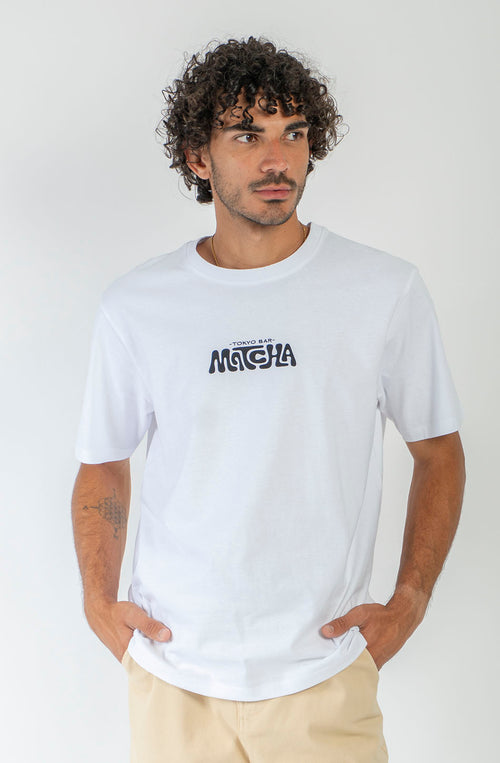 Camiseta Regular Matcha Tokyo White para hombre con diseño gráfico inspirado en Japón Kaotiko BCN