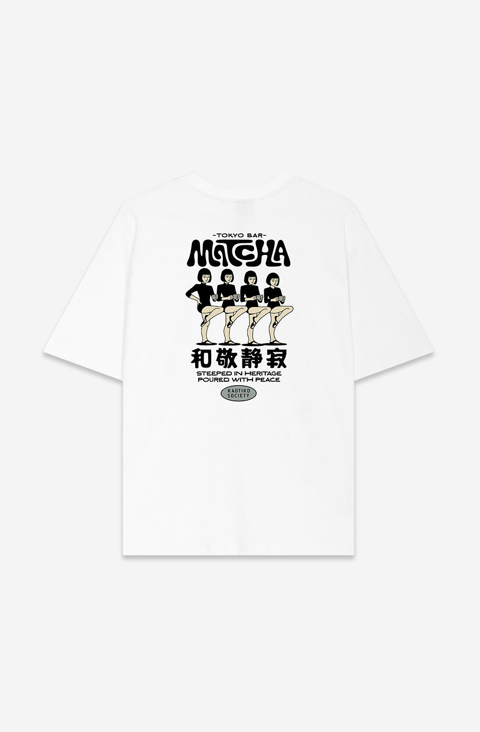 Camiseta Regular Matcha Tokyo White para hombre con diseño gráfico inspirado en Japón Kaotiko BCN