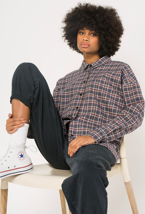 T-shirt Carreaux Oversize Gris