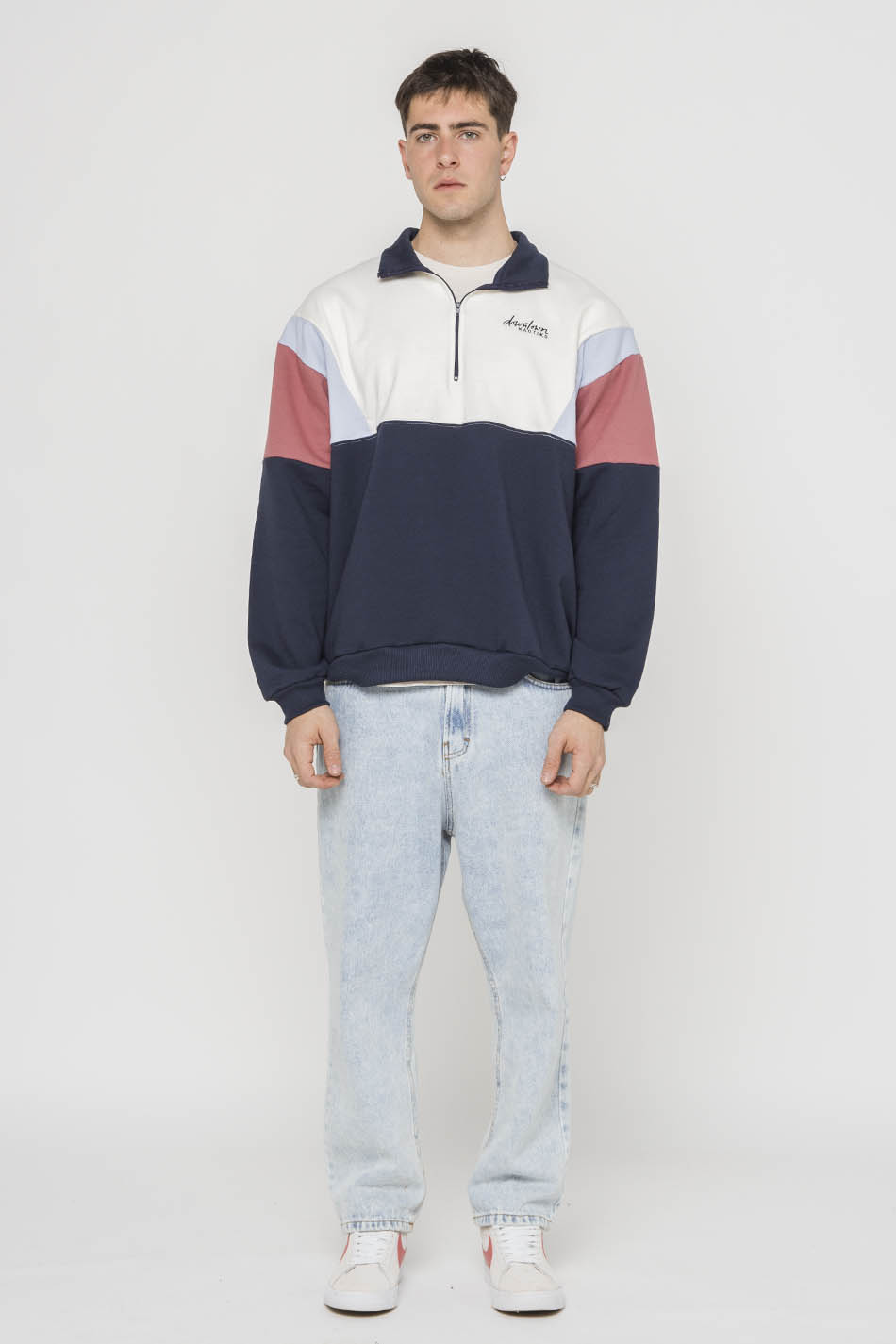 Colin Pullover Marineblau/Babyblau/Kastanienbraun