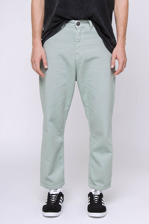 Pantalon Regular Cropped Denim Vert