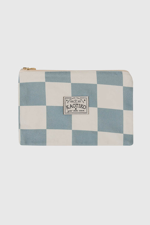 Mini-Tasche mit blauem Karomuster