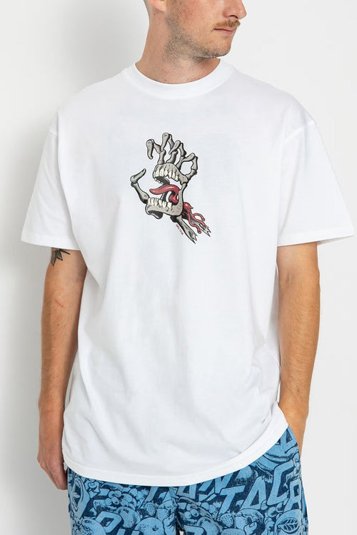 White Santa Cruz Bone Hand Cruz Front T-shirt