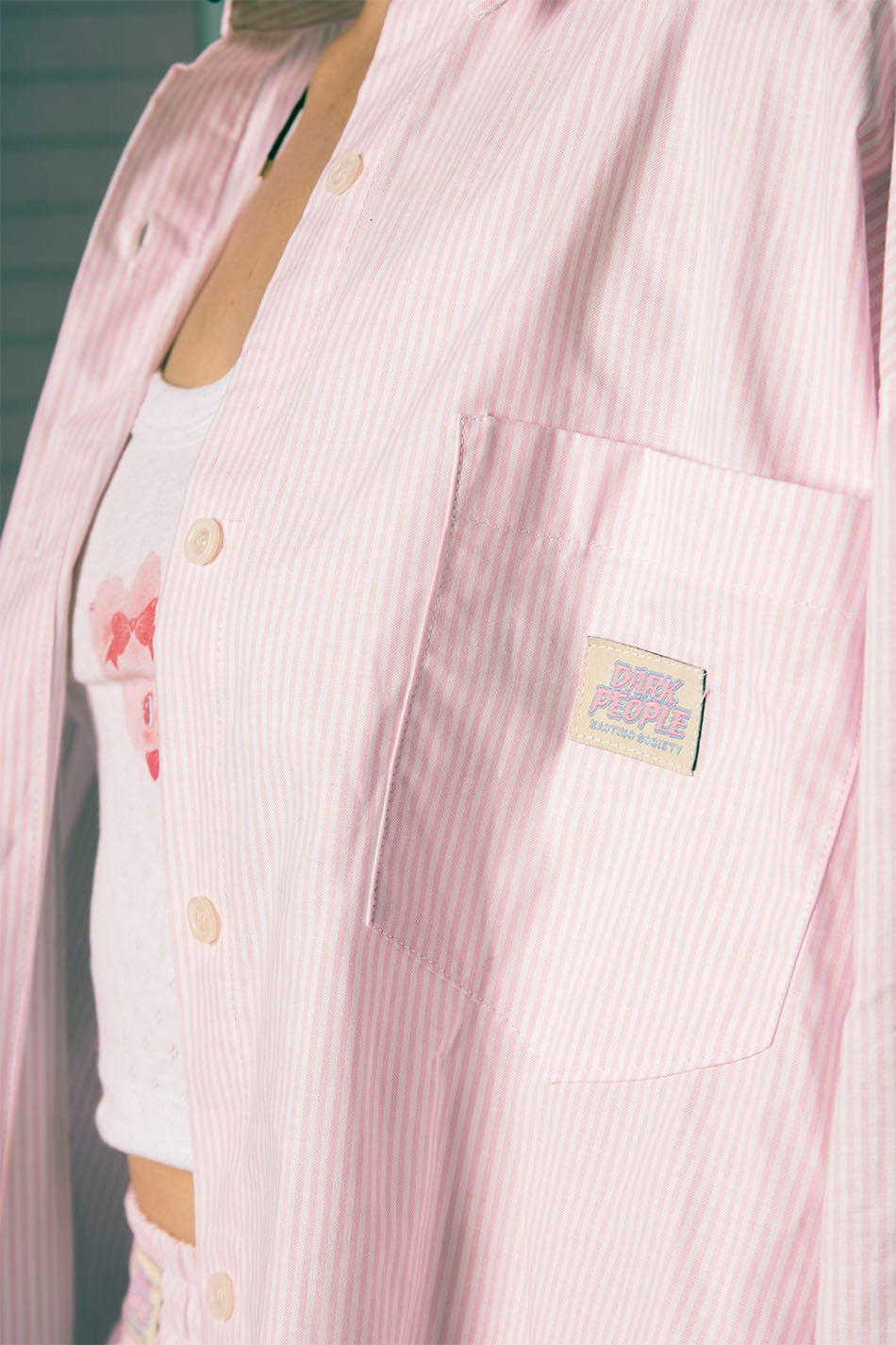 Stripes Dark People Pink/ White Shirt