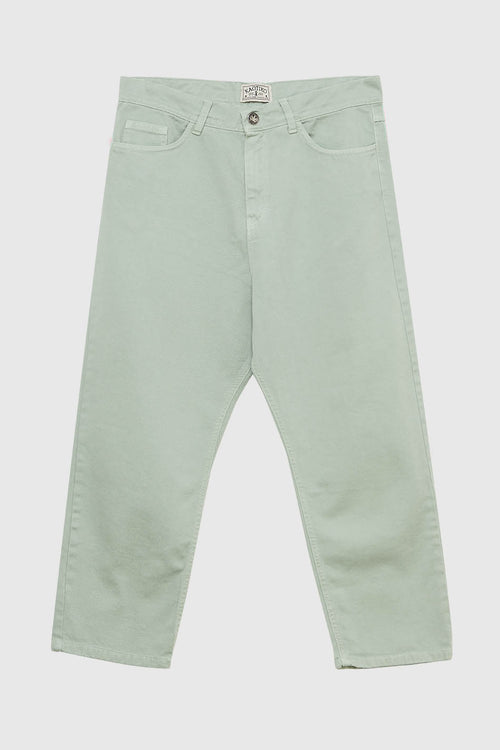 Green Regular Cropped Denim Trousers