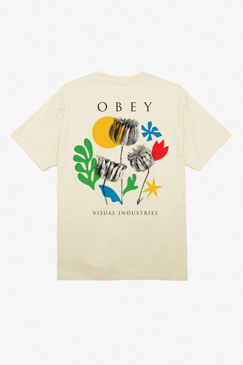 Obey Flowers Papers Scissors Cream T-shirt