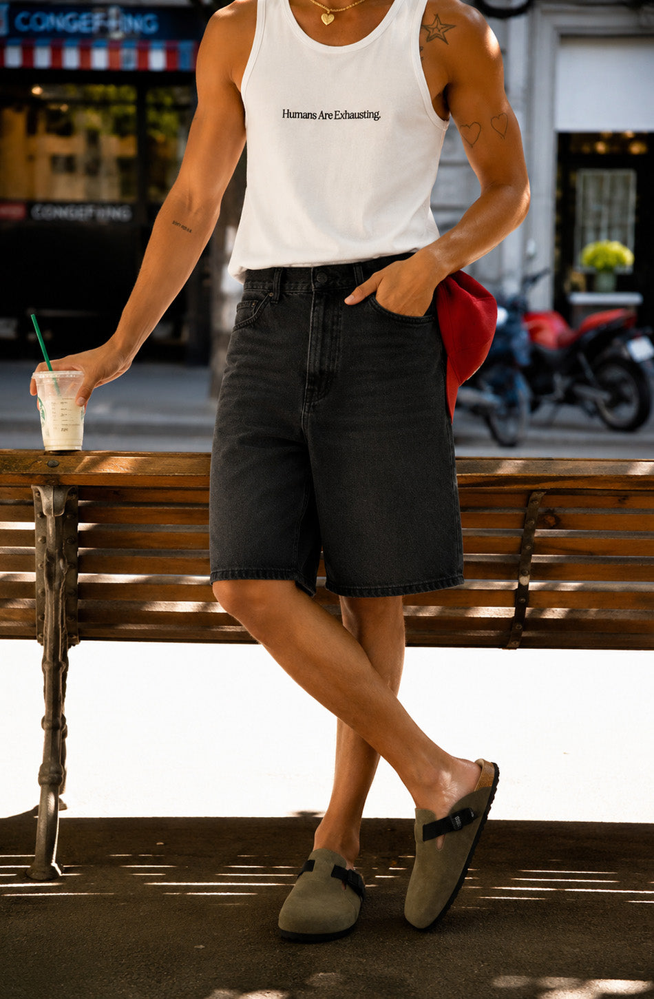  Loose Baggy Denim Black Short