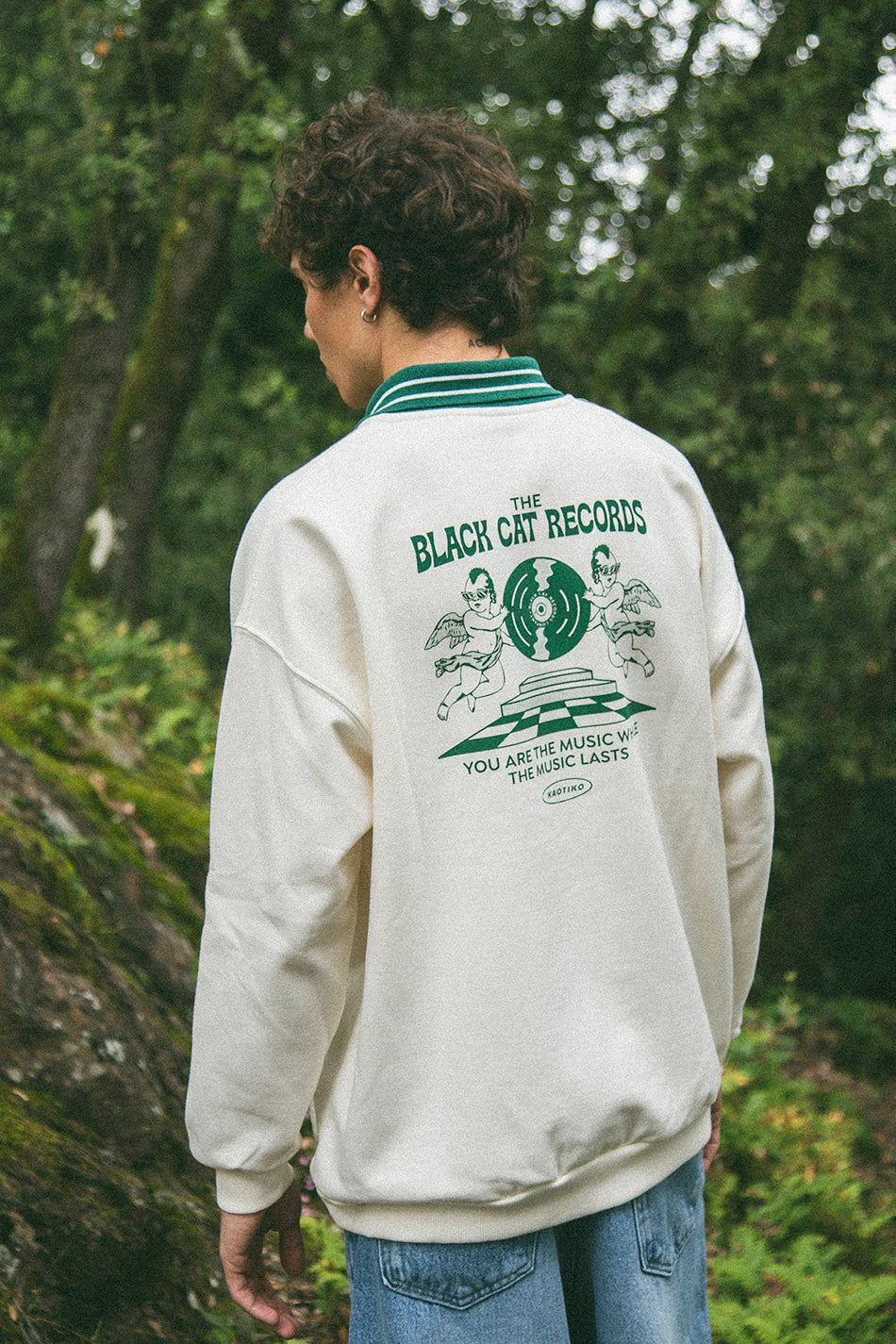 The Black Cat Angels Sweatshirt Ivoire/ Vert