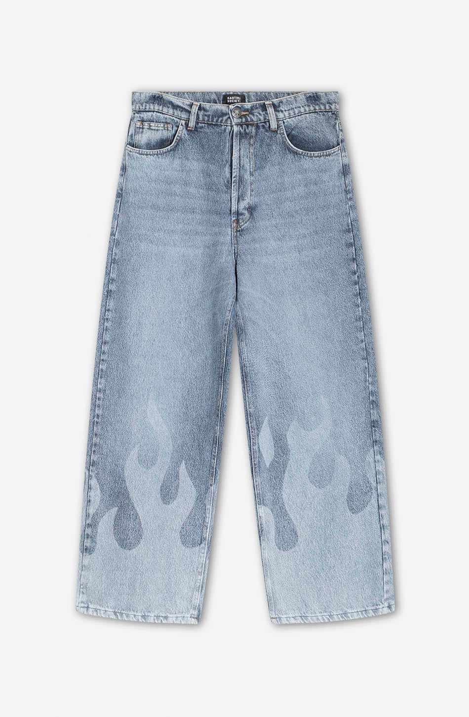 Laser Denim Flame Trousers - Kaotiko
