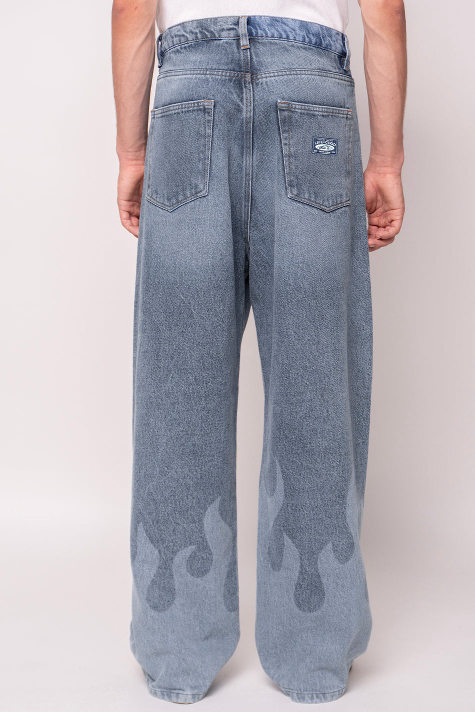 Laser Denim Flame Trousers - Kaotiko