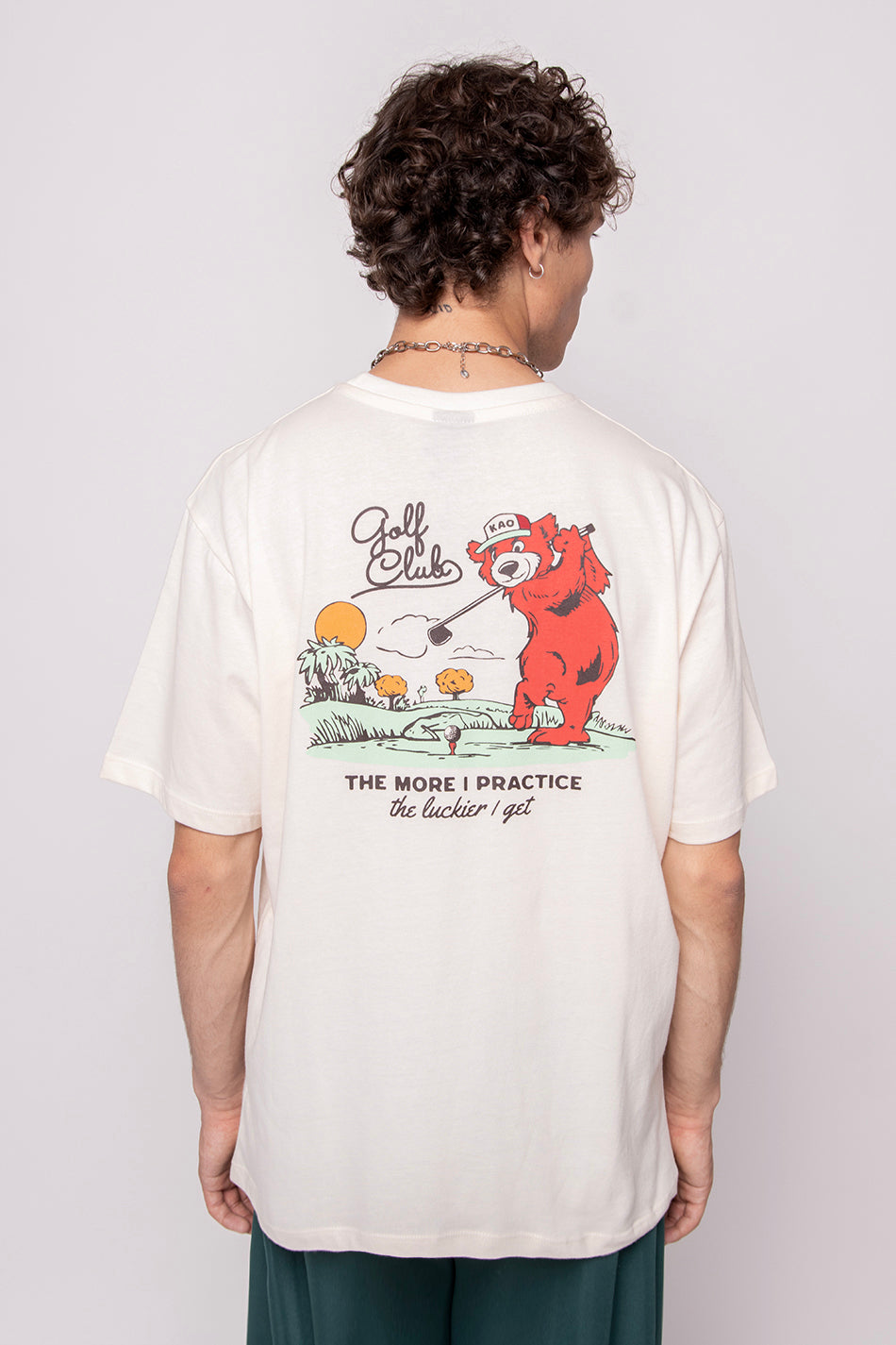 Elfenbeinfarbenes T-Shirt „Golf Club“