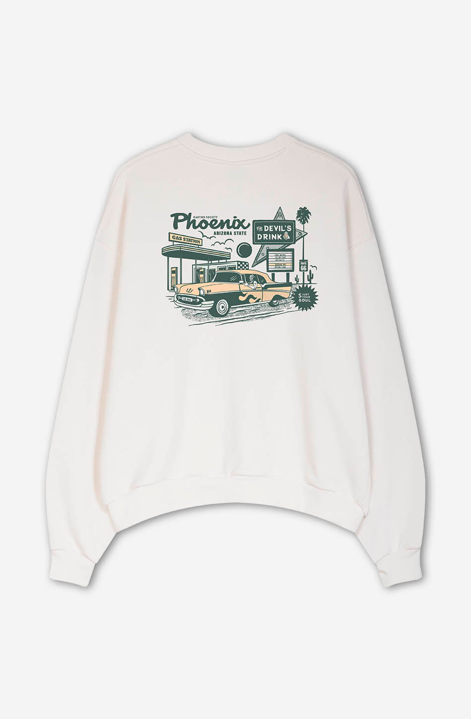 Elfenbeinfarbenes Sweatshirt aus Bio-Baumwolle „Gas Station“