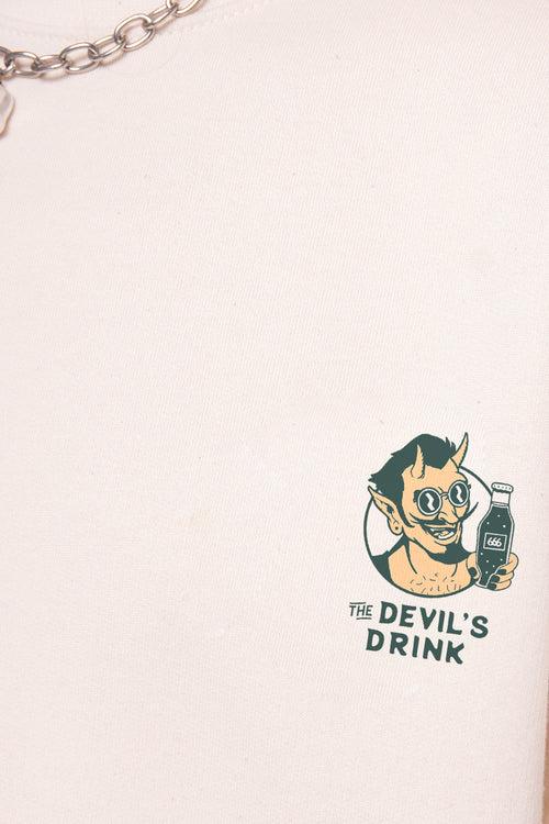 Elfenbeinfarbenes Sweatshirt aus Bio-Baumwolle „Gas Station“