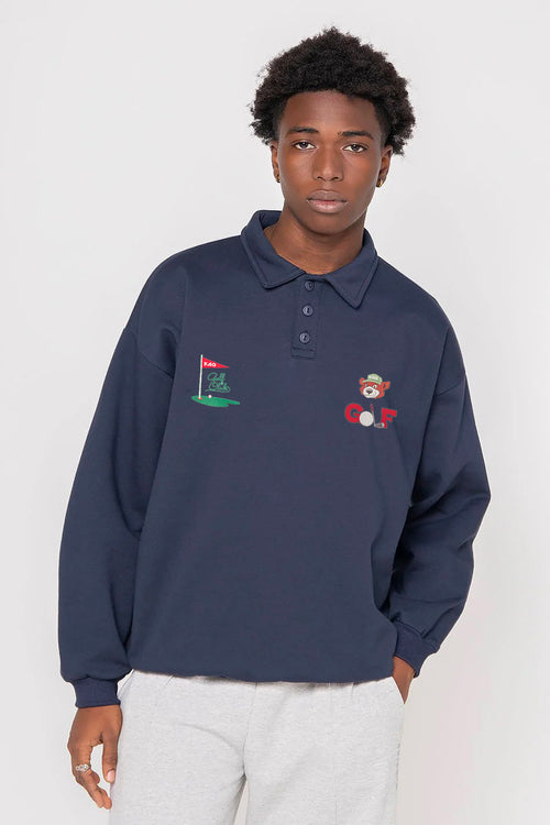 Button Bear Gold Club Marineblaues Sweatshirt